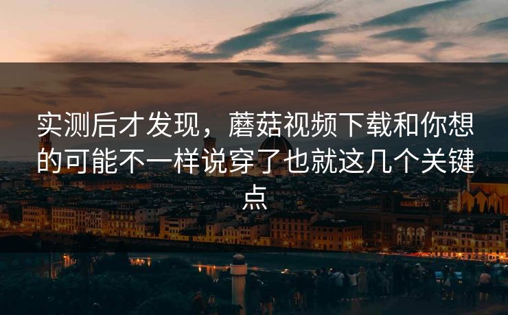 实测后才发现，蘑菇视频下载和你想的可能不一样说穿了也就这几个关键点