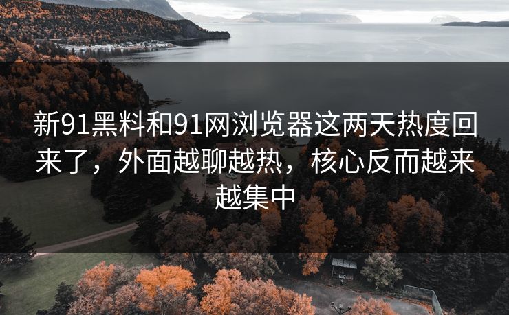 新91黑料和91网浏览器这两天热度回来了，外面越聊越热，核心反而越来越集中