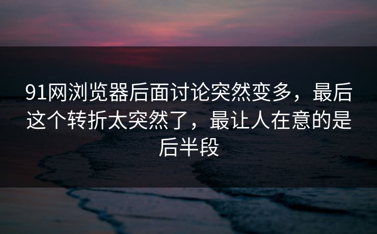 91网浏览器后面讨论突然变多，最后这个转折太突然了，最让人在意的是后半段