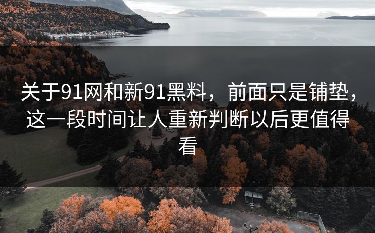 关于91网和新91黑料，前面只是铺垫，这一段时间让人重新判断以后更值得看
