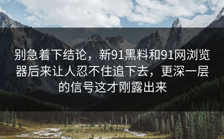 别急着下结论，新91黑料和91网浏览器后来让人忍不住追下去，更深一层的信号这才刚露出来