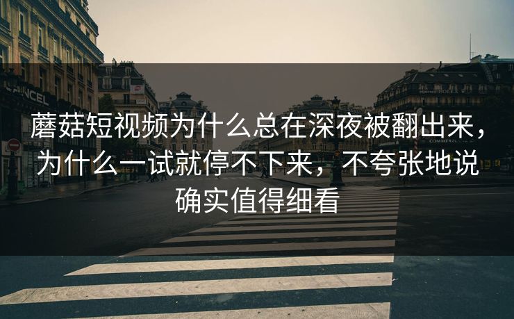 蘑菇短视频为什么总在深夜被翻出来，为什么一试就停不下来，不夸张地说确实值得细看