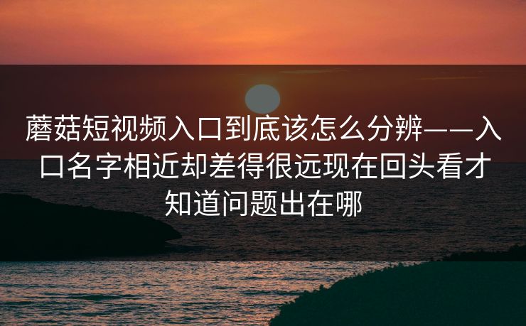蘑菇短视频入口到底该怎么分辨——入口名字相近却差得很远现在回头看才知道问题出在哪