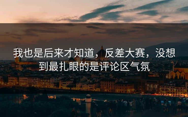 我也是后来才知道，反差大赛，没想到最扎眼的是评论区气氛