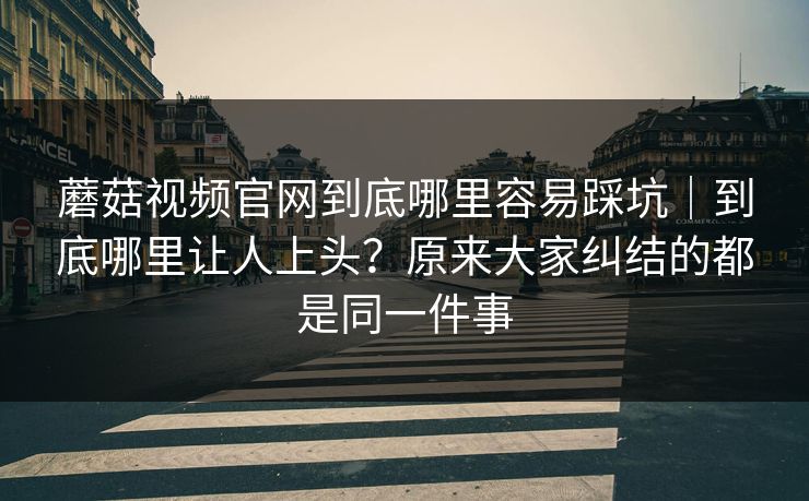 蘑菇视频官网到底哪里容易踩坑｜到底哪里让人上头？原来大家纠结的都是同一件事