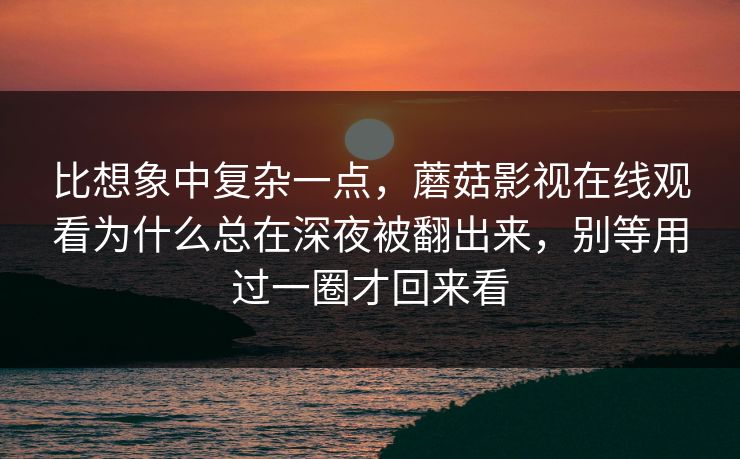 比想象中复杂一点，蘑菇影视在线观看为什么总在深夜被翻出来，别等用过一圈才回来看